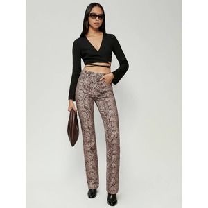 Reformation Jeans Peyton Snake High Rise Bootcut Brown Black 28